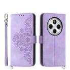 For Redmi 14C 4G Skin Feel Flowers Embossed Wallet Leather Phone Case(Purple) - 1