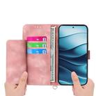 For Redmi Note 14 4G 163.25mm Global Skin Feel Flowers Embossed Wallet Leather Phone Case(Pink) - 3