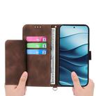 For Redmi Note 14 4G 163.25mm Global Skin Feel Flowers Embossed Wallet Leather Phone Case(Brown) - 3