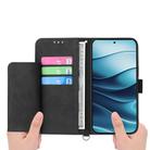For Redmi Note 14 4G 163.25mm Global Skin Feel Flowers Embossed Wallet Leather Phone Case(Black) - 3