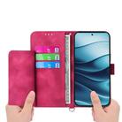 For Redmi Note 14 4G 164.84mm Skin Feel Flowers Embossed Wallet Leather Phone Case(Wine Red) - 3