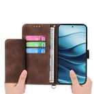 For Redmi Note 14 4G 164.84mm Skin Feel Flowers Embossed Wallet Leather Phone Case(Brown) - 3