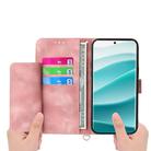 For Redmi Note 14 Pro 4G Skin Feel Flowers Embossed Wallet Leather Phone Case(Pink) - 3