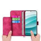 For Redmi Note 14 Pro 4G Skin Feel Flowers Embossed Wallet Leather Phone Case(Wine Red) - 3