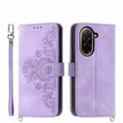 For Redmi A5 4G 171.7mm / Xiaomi Poco C71 Skin Feel Flowers Embossed Wallet Leather Phone Case(Purple) - 1