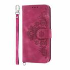 For Redmi A5 4G 171.7mm / Xiaomi Poco C71 Skin Feel Flowers Embossed Wallet Leather Phone Case(Wine Red) - 2