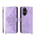 For Redmi Turbo 4 Pro / Xiaomi Poco F7 Skin Feel Flowers Embossed Wallet Leather Phone Case(Purple) - 1