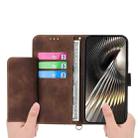 For Redmi Turbo 4 Pro / Xiaomi Poco F7 Skin Feel Flowers Embossed Wallet Leather Phone Case(Brown) - 3
