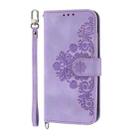 For Redmi K80 / K80 Pro Skin Feel Flowers Embossed Wallet Leather Phone Case(Purple) - 2