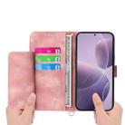 For Redmi K80 / K80 Pro Skin Feel Flowers Embossed Wallet Leather Phone Case(Pink) - 3