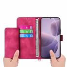 For Redmi K80 / K80 Pro Skin Feel Flowers Embossed Wallet Leather Phone Case(Wine Red) - 3