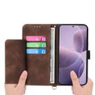 For Redmi K80 / K80 Pro Skin Feel Flowers Embossed Wallet Leather Phone Case(Brown) - 3