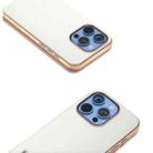 For iPhone 16 Pro Max ABEEL Electroplated Frame Genuine Leather Elegant Phone Case(White) - 3