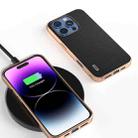 For iPhone 16 Pro Max ABEEL Electroplated Frame Genuine Leather Elegant Phone Case(Black) - 2