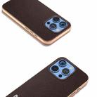 For iPhone 16 Pro Max ABEEL Electroplated Frame Genuine Leather Elegant Phone Case(Coffee) - 3