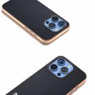 For iPhone 16 Pro Max ABEEL Electroplated Frame Genuine Leather Elegant Phone Case(Blue) - 3