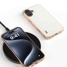 For iPhone 16 Plus ABEEL Electroplated Frame Genuine Leather Elegant Phone Case(White) - 2