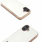 For iPhone 16 Plus ABEEL Electroplated Frame Genuine Leather Elegant Phone Case(White) - 3