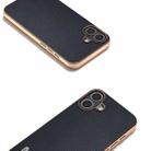 For iPhone 16 Plus ABEEL Electroplated Frame Genuine Leather Elegant Phone Case(Blue) - 3