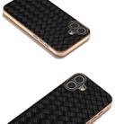 For iPhone 16 Plus Electroplated Frame Woven Texture PU Phone Case(Black) - 3