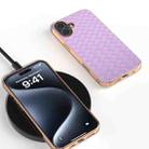 For iPhone 16 Plus Electroplated Frame Woven Texture PU Phone Case(Purple) - 2