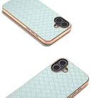 For iPhone 16 Plus Electroplated Frame Woven Texture PU Phone Case(Light Green) - 3