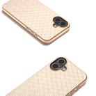 For iPhone 16 Electroplated Frame Woven Texture PU Phone Case(Beige) - 3