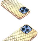 For iPhone 16 Pro Electroplated Frame Woven Texture PU Phone Case(Gold) - 3