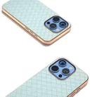 For iPhone 16 Pro Electroplated Frame Woven Texture PU Phone Case(Light Green) - 3