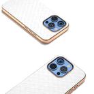 For iPhone 16 Pro Max Electroplated Frame Woven Texture PU Phone Case(White) - 3