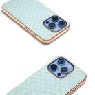 For iPhone 16 Pro Max Electroplated Frame Woven Texture PU Phone Case(Light Green) - 3