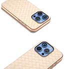 For iPhone 16 Pro Max Electroplated Frame Woven Texture PU Phone Case(Beige) - 3