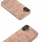 For iPhone 16 Plus Electroplated Frame Color Lattice Texture PU Phone Case(Tangerine) - 3