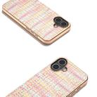 For iPhone 16 Plus Electroplated Frame Color Lattice Texture PU Phone Case(Pink) - 3