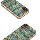 For iPhone 16 Plus Electroplated Frame Color Lattice Texture PU Phone Case(Gold) - 3