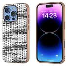 For iPhone 16 Pro Max Electroplated Frame Color Lattice Texture PU Phone Case(Black) - 1