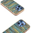 For iPhone 16 Pro Max Electroplated Frame Color Lattice Texture PU Phone Case(Gold) - 3