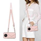 For Realme 12 Pro / 12 Pro+ Rhombic Texture Card Bag RFID Phone Case with Long Lanyard(Rose Gold) - 2