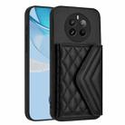 For Realme P1 Pro 5G India Rhombic Texture Card Bag RFID Phone Case with Long Lanyard(Black) - 3