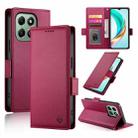 For Honor X6b Side Buckle Magnetic Frosted Leather Phone Case(Wine Red) - 1