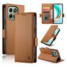 For Honor X6b Side Buckle Magnetic Frosted Leather Phone Case(Brown) - 1