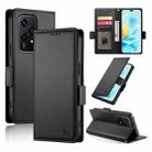 For Honor 200 Lite Global Side Buckle Magnetic Frosted Leather Phone Case(Black) - 1