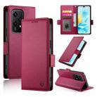 For Honor 200 Lite Global Side Buckle Magnetic Frosted Leather Phone Case(Wine Red) - 1