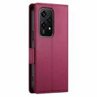 For Honor 200 Lite Global Side Buckle Magnetic Frosted Leather Phone Case(Wine Red) - 3