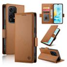 For Honor 200 Lite Global Side Buckle Magnetic Frosted Leather Phone Case(Brown) - 1