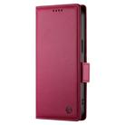 For Honor 300 Pro / 300 Ultra Side Buckle Magnetic Frosted Leather Phone Case(Wine Red) - 2