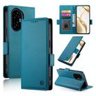 For Honor 300 Pro / 300 Ultra Side Buckle Magnetic Frosted Leather Phone Case(Blue) - 1