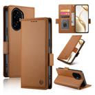 For Honor 300 Pro / 300 Ultra Side Buckle Magnetic Frosted Leather Phone Case(Brown) - 1
