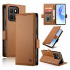 For Honor X8c 4G Side Buckle Magnetic Frosted Leather Phone Case(Brown) - 1