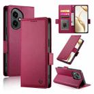 For Honor 400 Global 156.5mm Side Buckle Magnetic Frosted Leather Phone Case(Wine Red) - 1